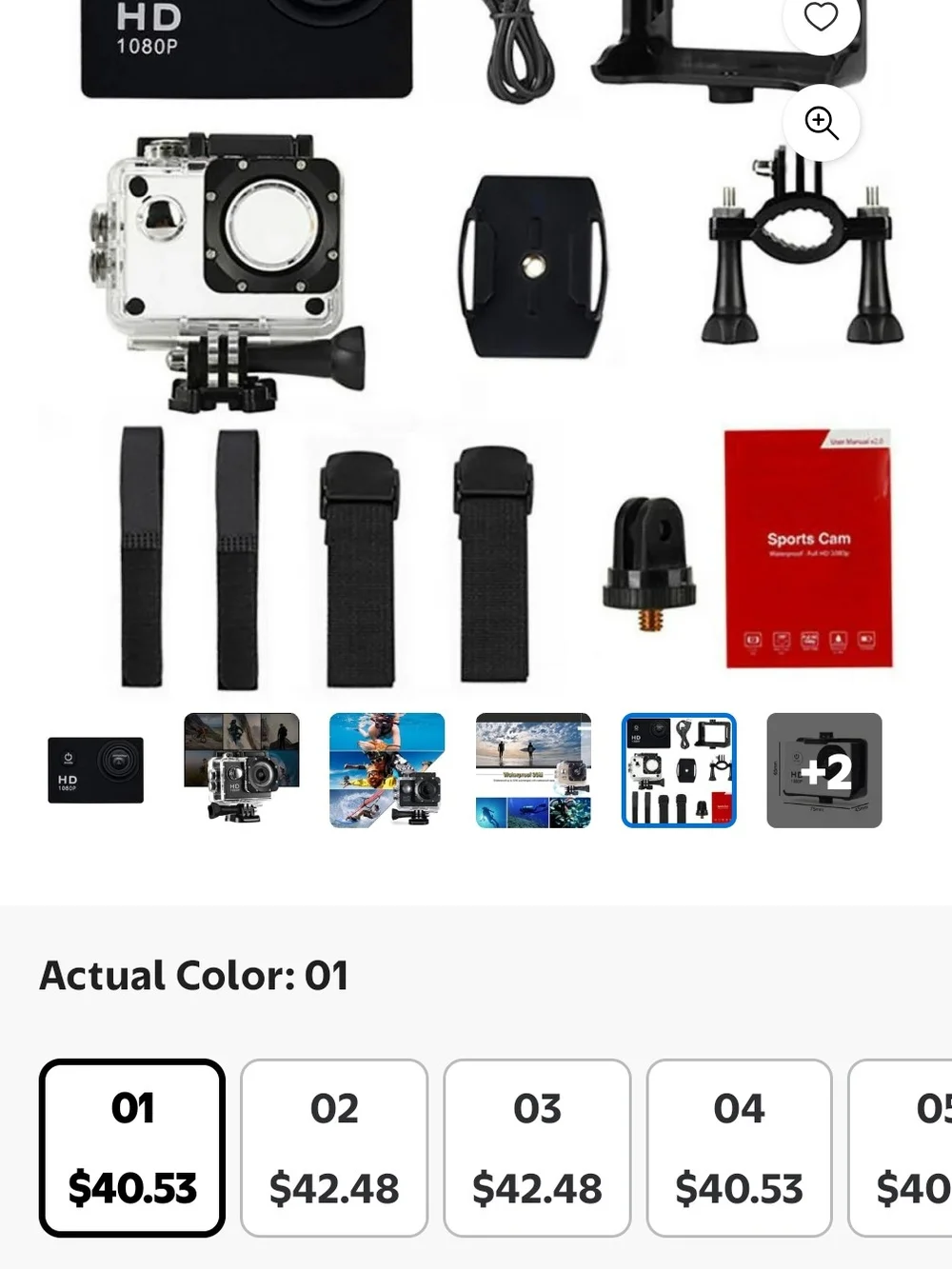 HD 1080P Sport Action Camera - Black